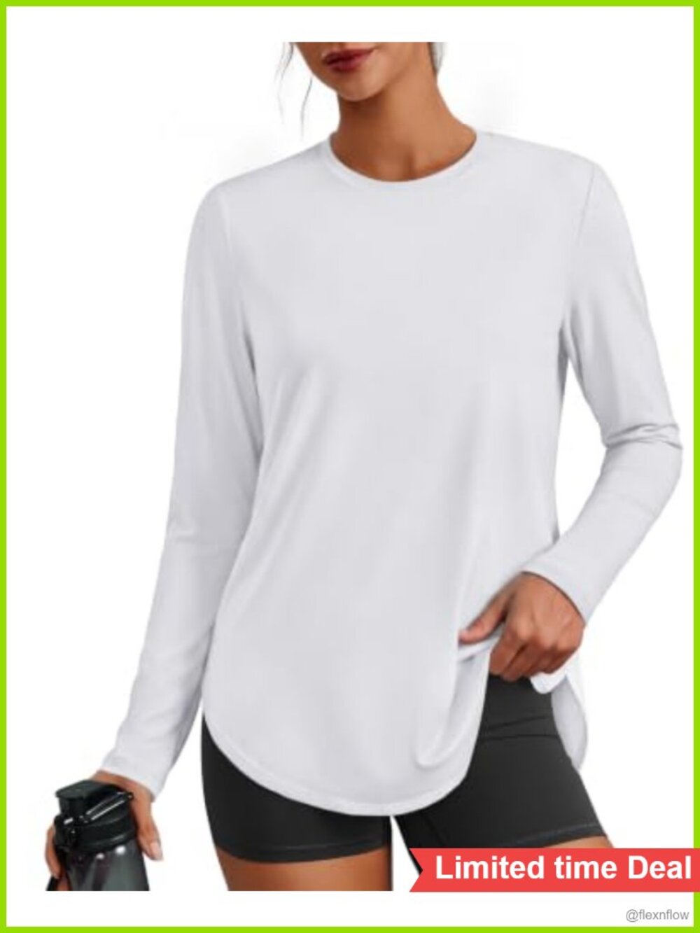 Athletic Long Sleeve Workout Tee UPF 50 Crew Neck